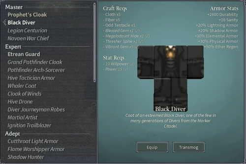 UI de transmog/craft no Blacksmith